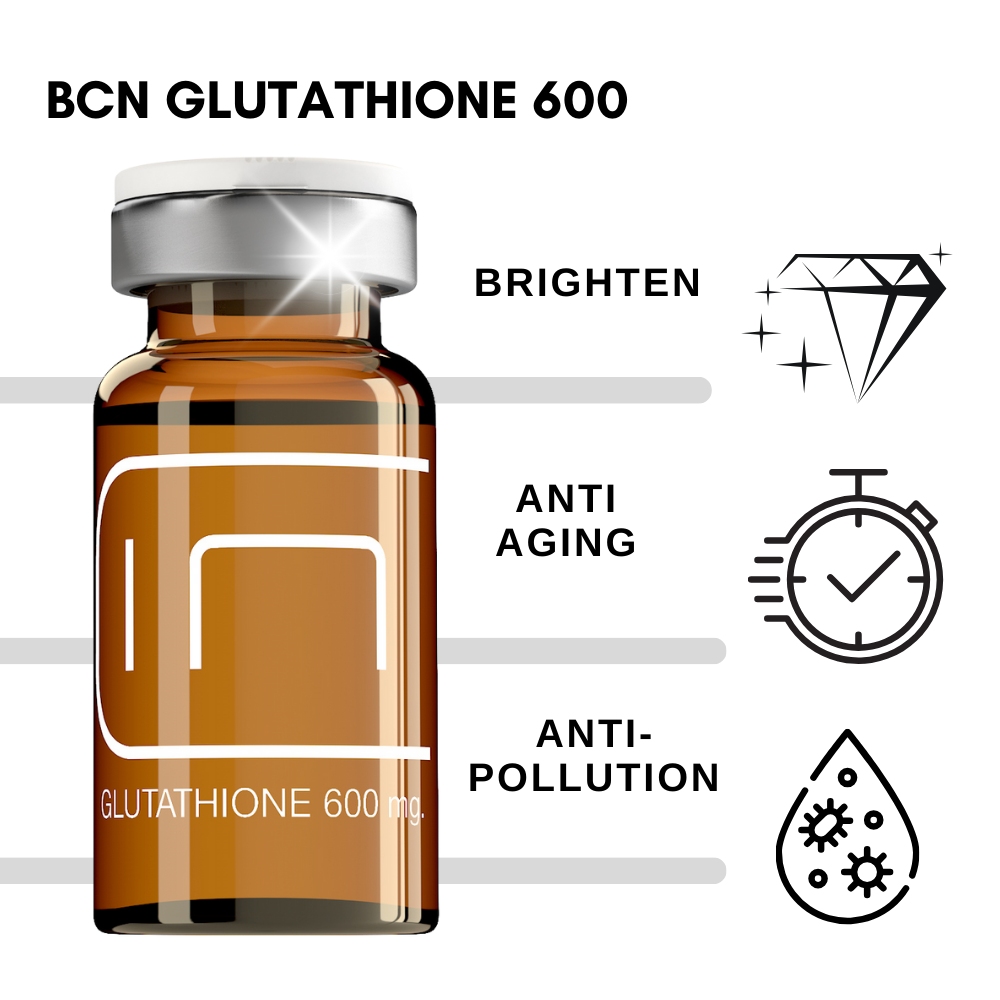 Glutathione 600 mesotherapy vials, microneedling serum for skin lightening and antioxidant benefits