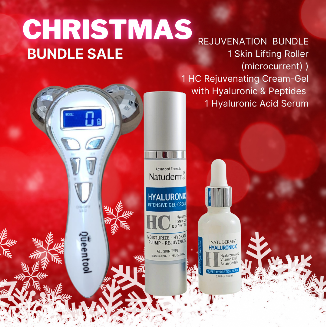 Gifts for her o him, hyaluronic acid serum and cream plus a ems roller 