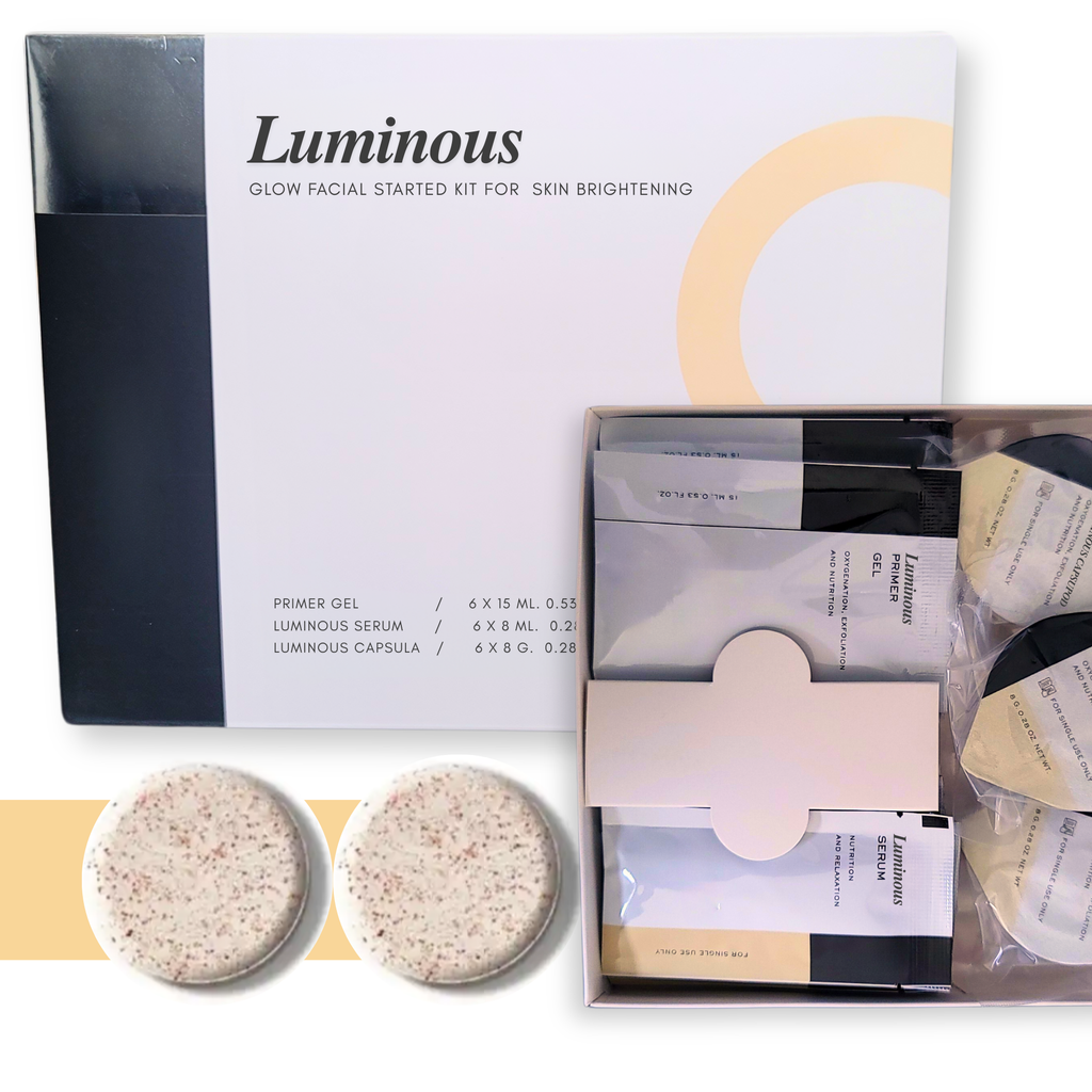 Oxygen Facial Pods - Luminous Brightening Facial Kit, 6 gel, 6 serum, 6 pods