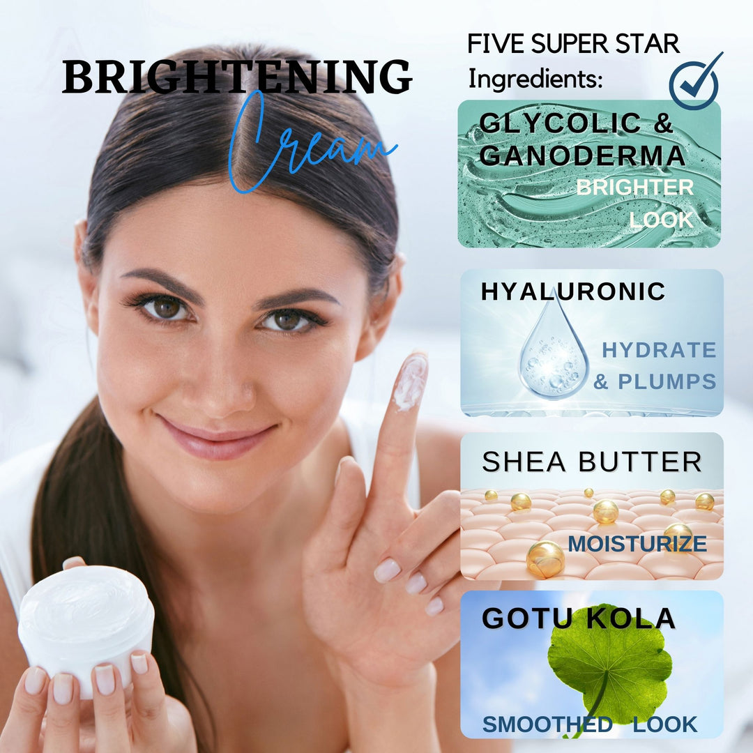 Natuderma Skin Brightening Moisturizer Cream with Hyaluronic acid, Shea butter, AHA's and BHA's, made in USA, Vegan, paraben free.