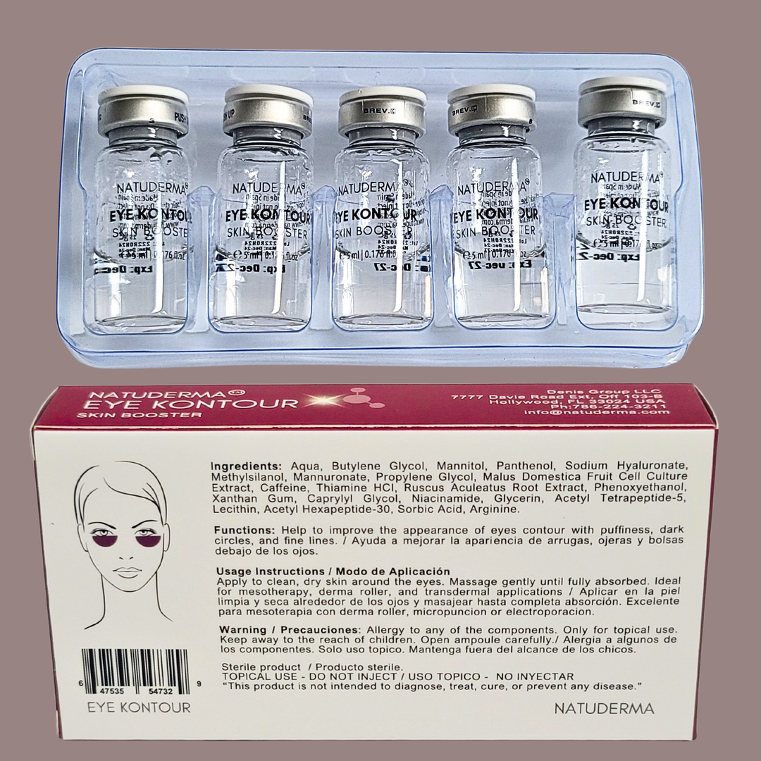 Natuderma microneedling serum for puffiness, dark circle and fine lines with peptides an stem cells, 5 vials.