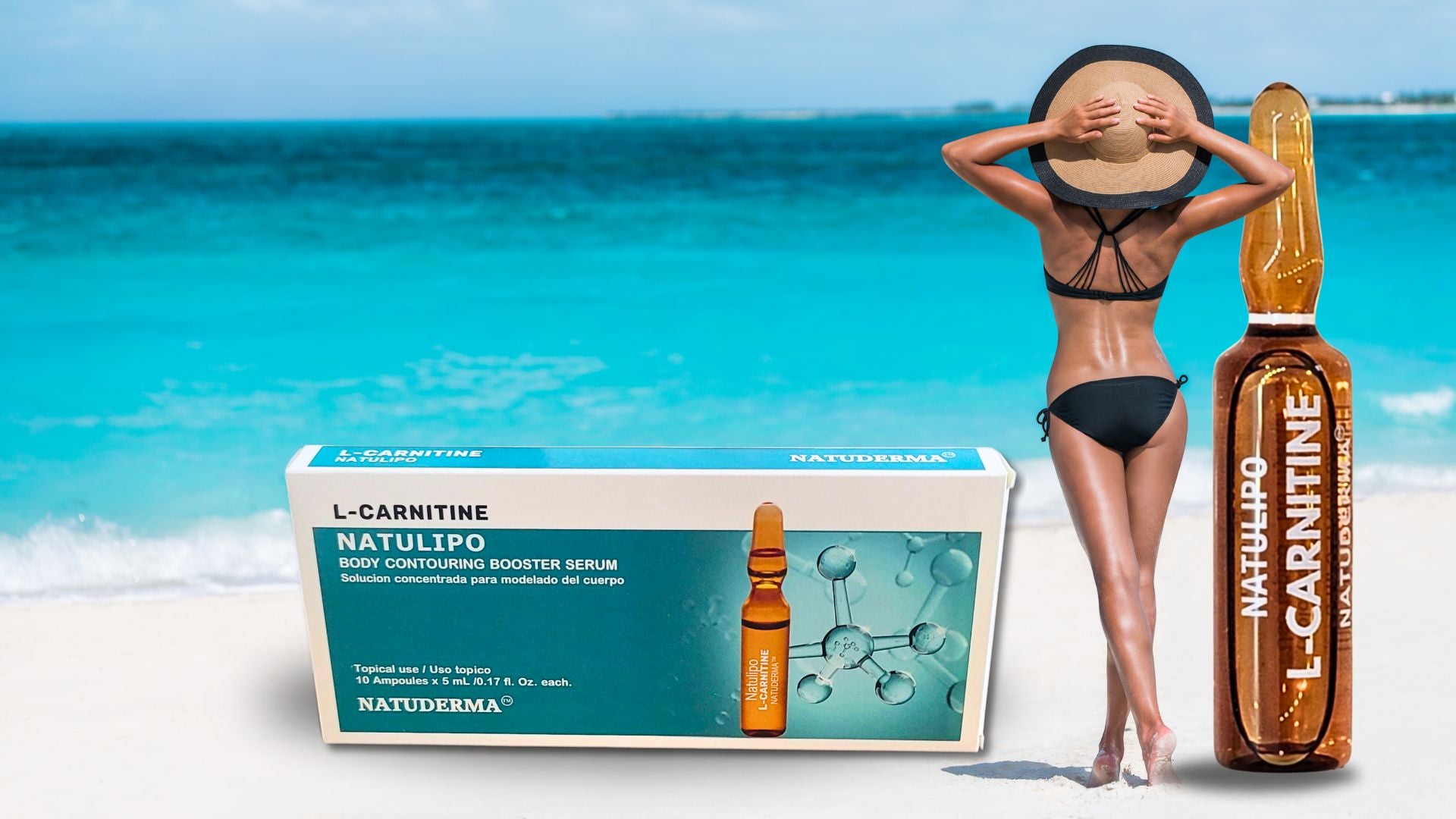 L-carnitine ampoules, body sculpting anti-cellulite body serum "NATULIPO" by Natuderma