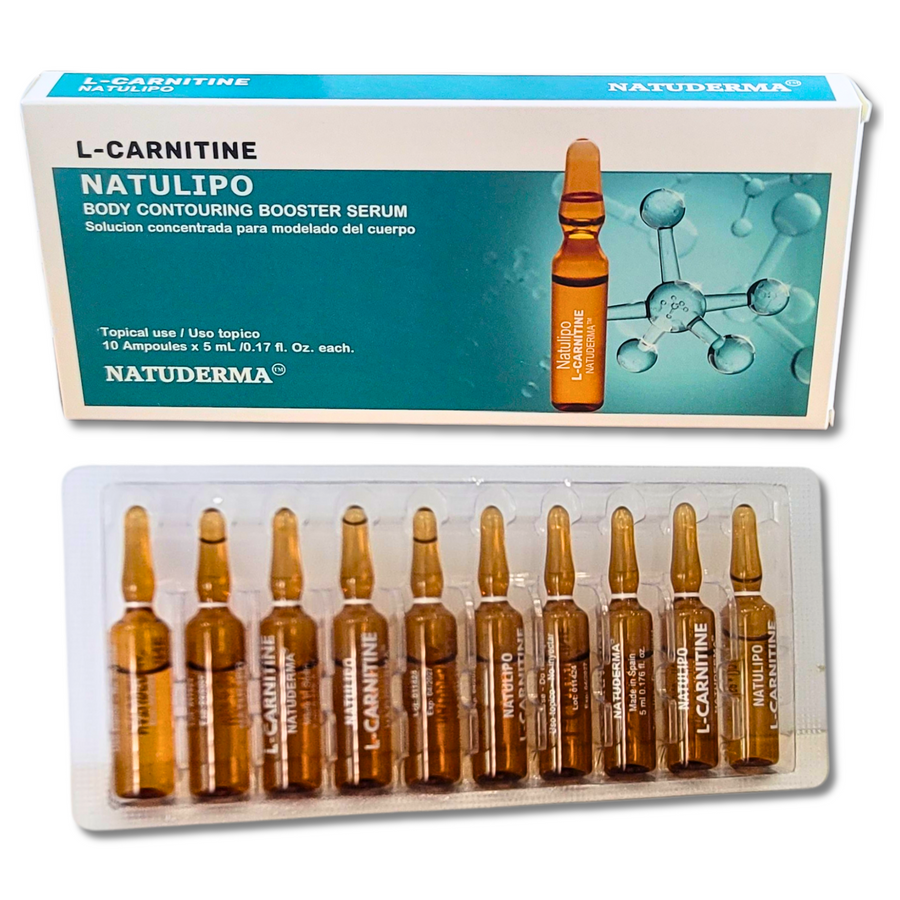 Box of Natuderma Natulipo L-Carnitine fat dissolving injections with 10 amber ampoules, L-Carnitine ampollas amazon