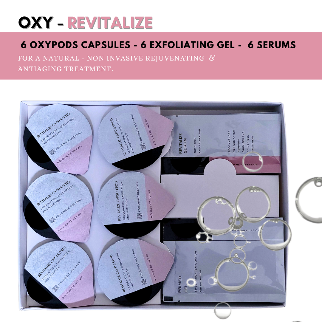 Oxygen Facial Pods - Revitalize Rejuvenating Facial Kit of 6 pods, 6 gel and 6 serum