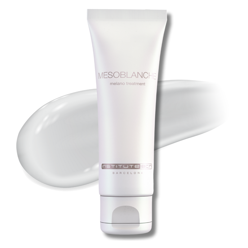 Mesoblanche melano treatment, skin brightening moisturizer cream, highlighting the creamy texture.