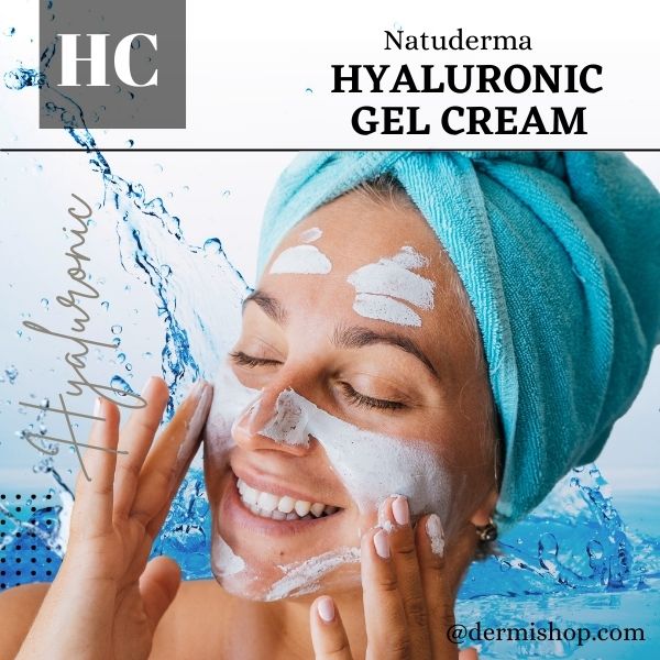 Hyaluronic Acid for skin rejuvenation, woman face applying,  face moisturizer, with peptides and stem cell  by Natuderma