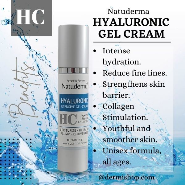 Hyaluronic Acid, face moisturizer, intense hydration,  collagen cream with stem cell and peptides, for rejuvenation, by Natuderma